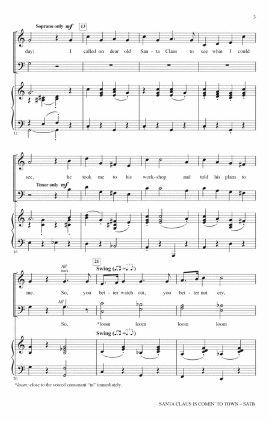Santa Claus Is Comin' To Town (arr. John Leavitt) 4-Part scores gallery preview page 2