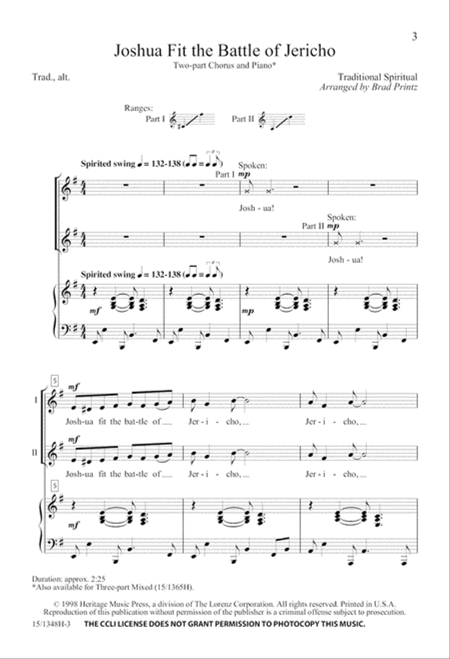 Joshua Fit the Battle of Jericho 2-Part scores gallery preview page 3