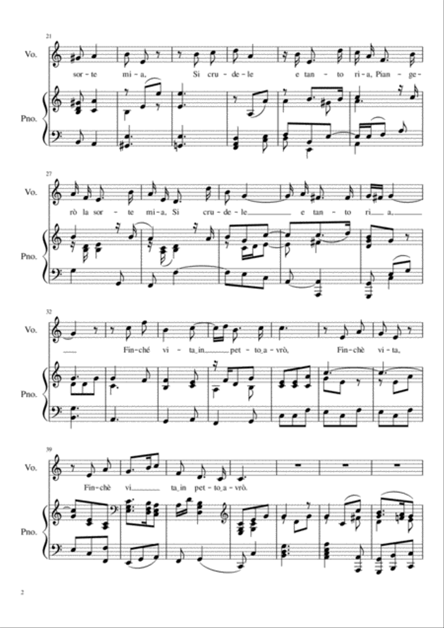 Piangero, la sorte mia - C Major Voice Solo scores gallery preview page 3