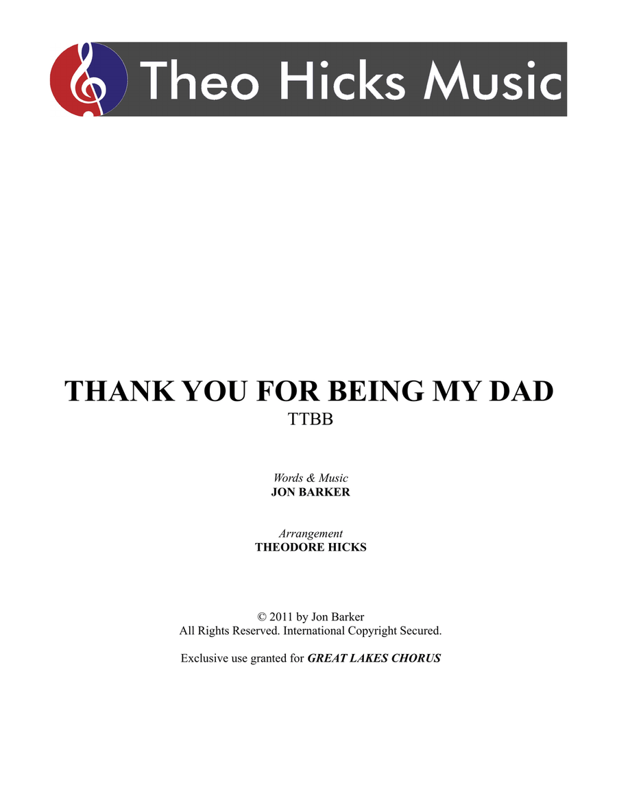Thank You For Being My Dad TTBB scores gallery preview page 1