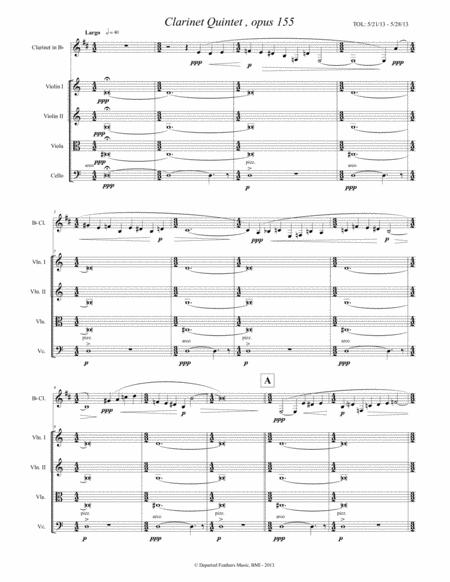 Clarinet Quintet, opus 155 (2013) full score image number null
