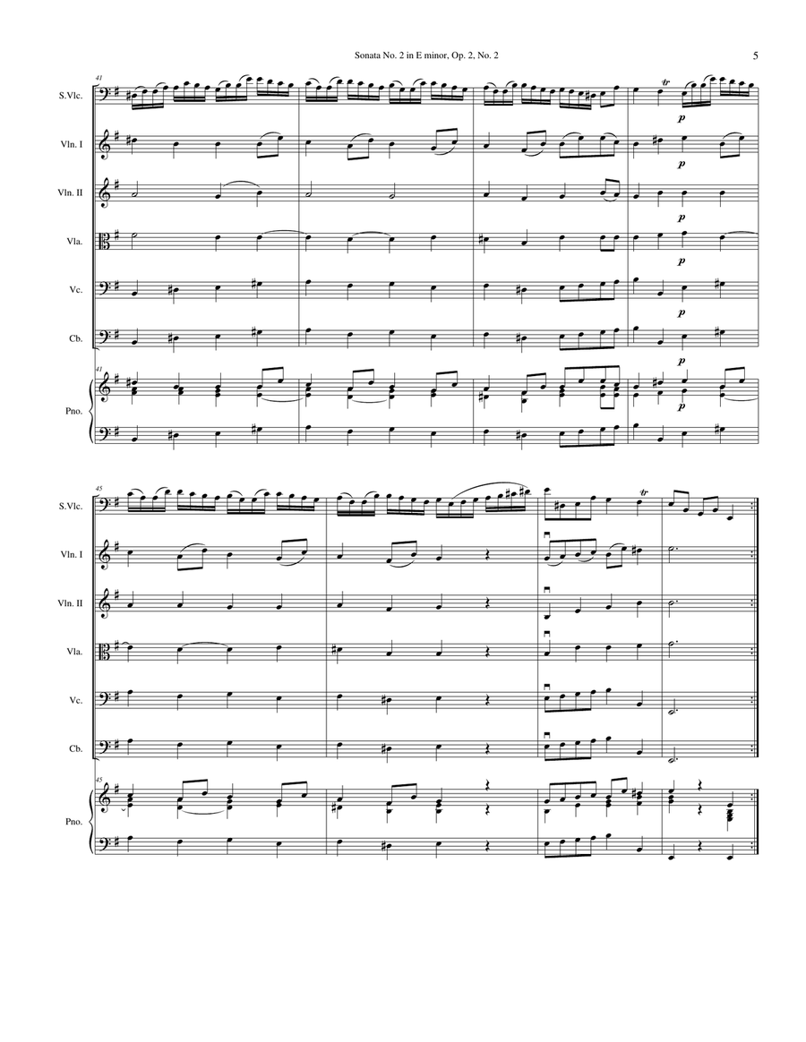 Sonata No. 2 in E Minor, Op. 2, No. 2 String Orchestra scores gallery preview page 5