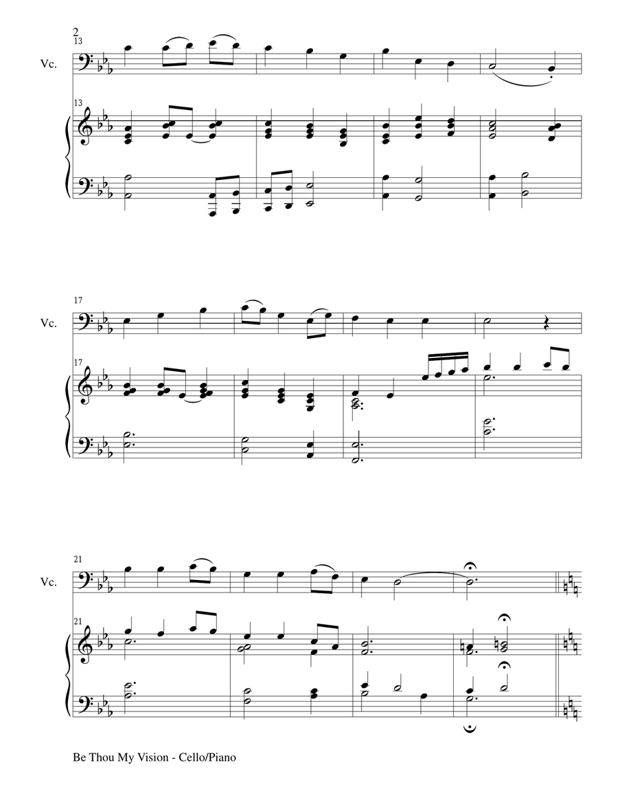 BE THOU MY VISION (Duet – Cello and Piano/Score and Parts) Piano scores gallery preview page 2
