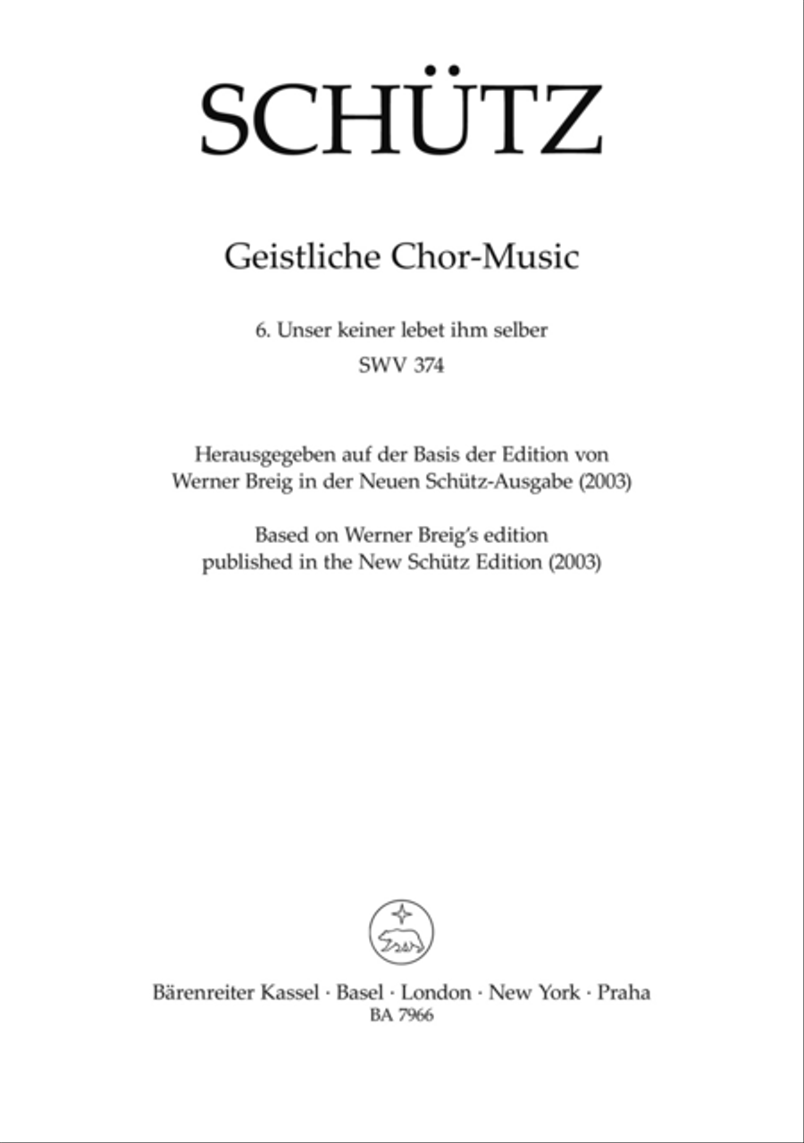 Unser keiner lebet ihm selber SWV 374 (No. 6 from "Geistliche Chor-Music" (1648))