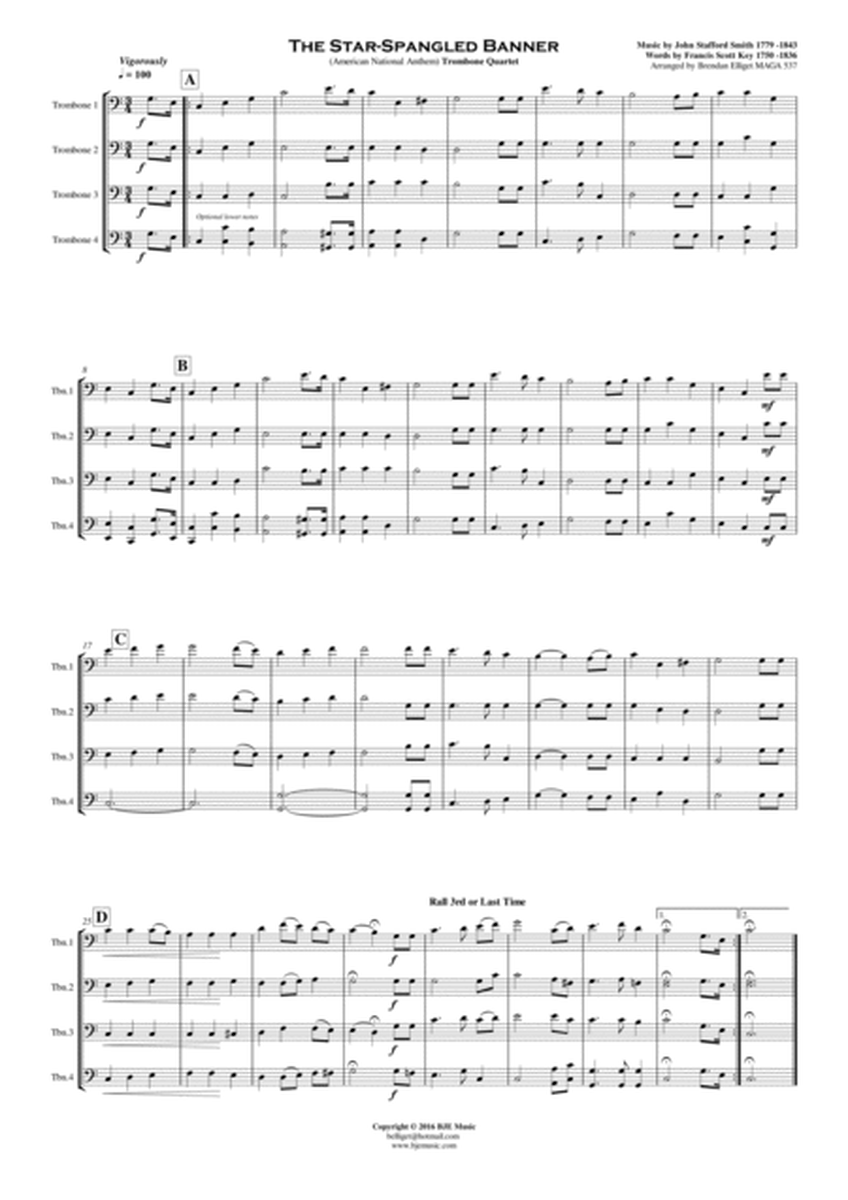 The Star-Spangled Banner (American National Anthem) - Trombone Quartet [C] Score and Parts PDF image number null