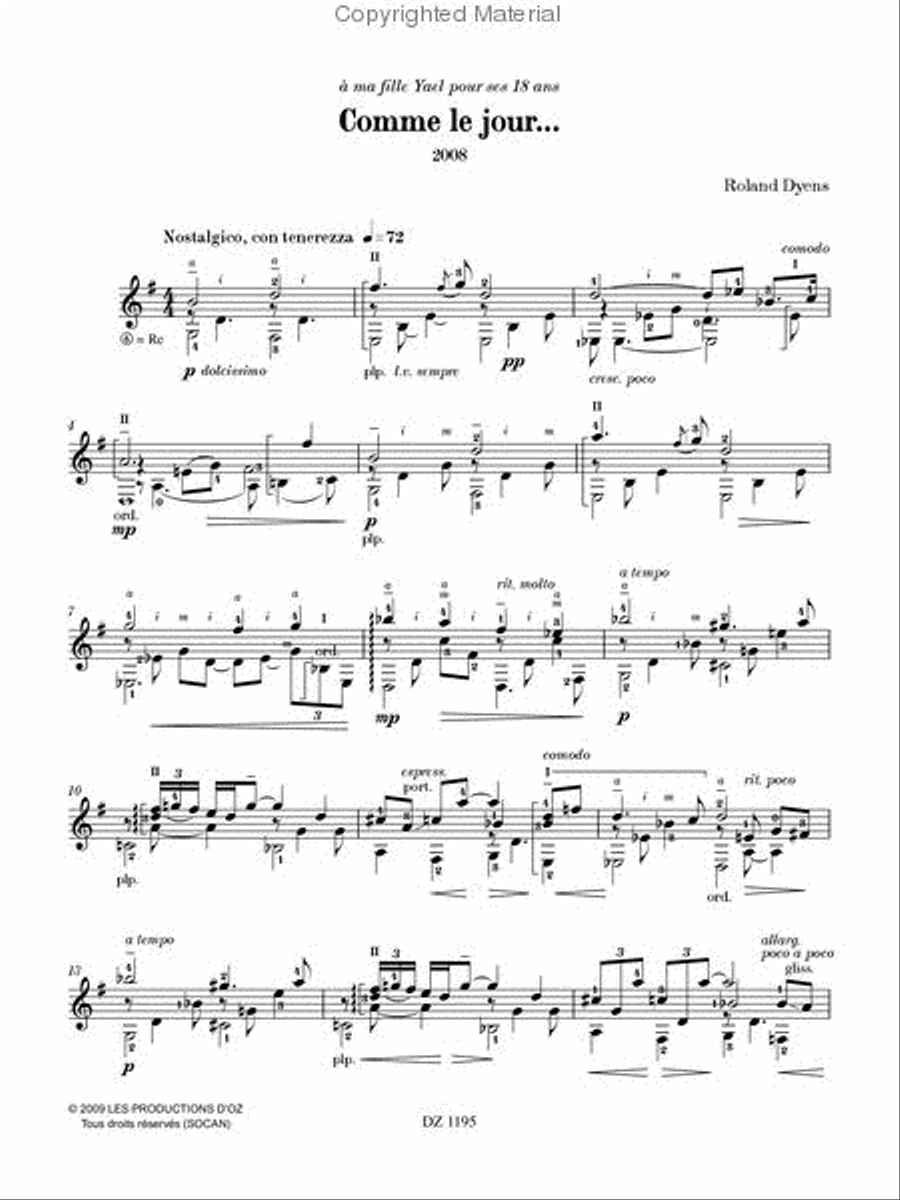 Comme le jour... Classical Guitar scores gallery preview page 2
