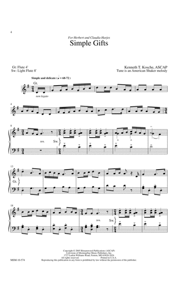 Simple Gifts Four American Hymn Preludes for Organ image number null