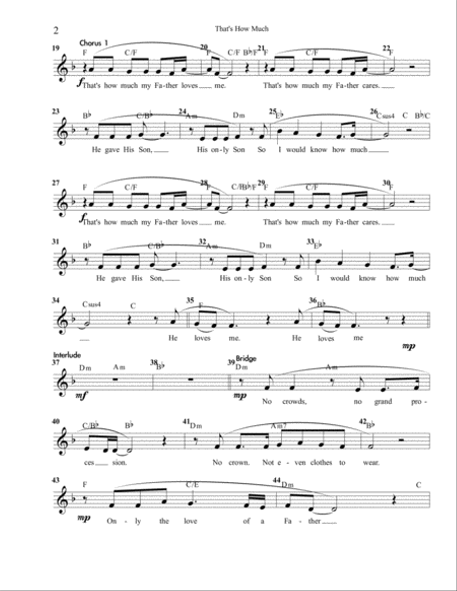 That's How Much (My Father Loves Me) Vocal Leadsheet Voice Solo scores gallery preview page 2