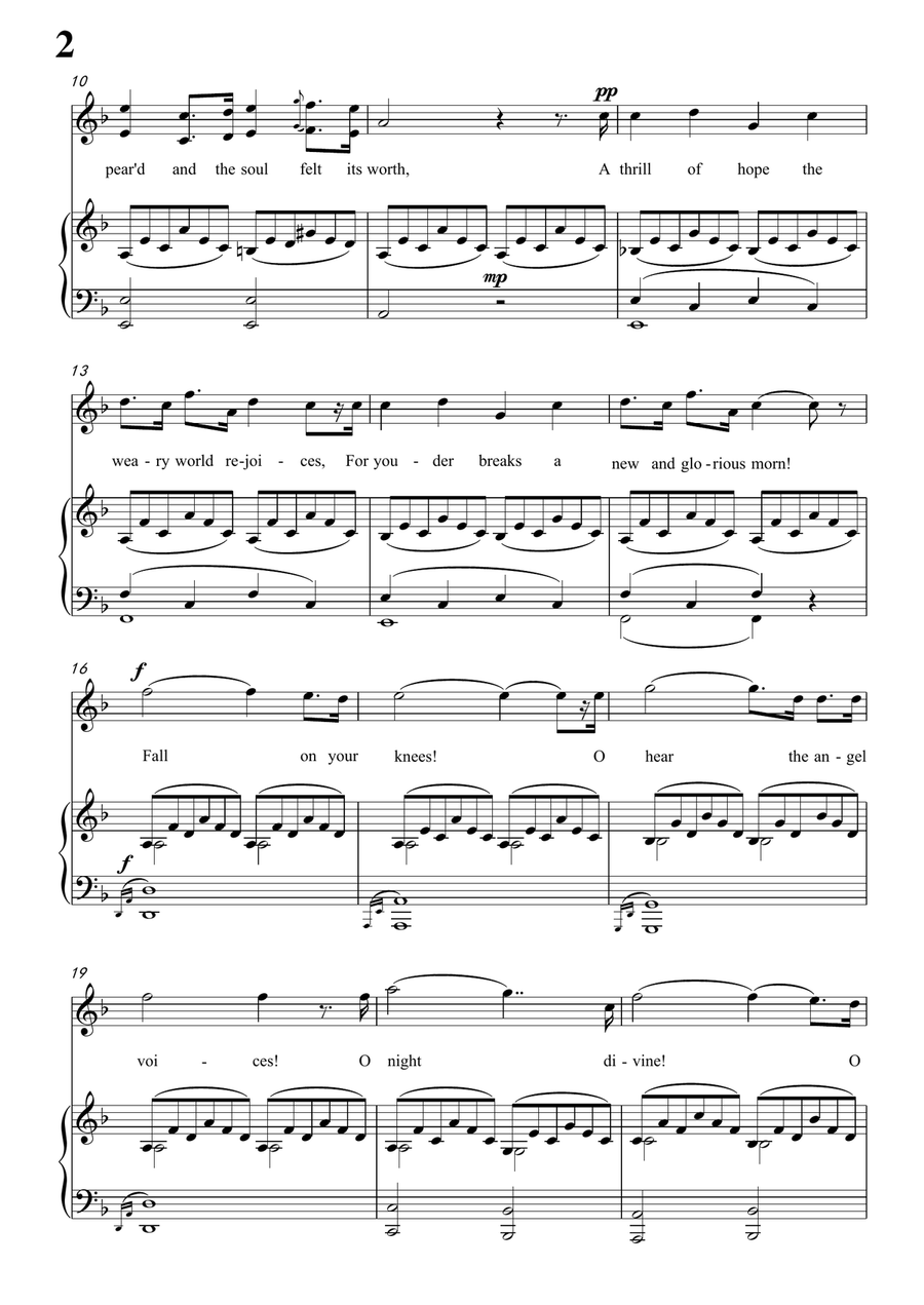 Adam-O Holy night in F Major, for Voice and Piano Piano, Vocal scores gallery preview page 2