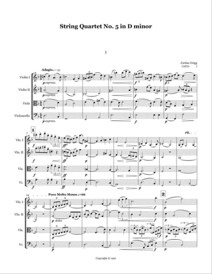 String Quartet No.5 in D minor String Quartet scores gallery preview page 2