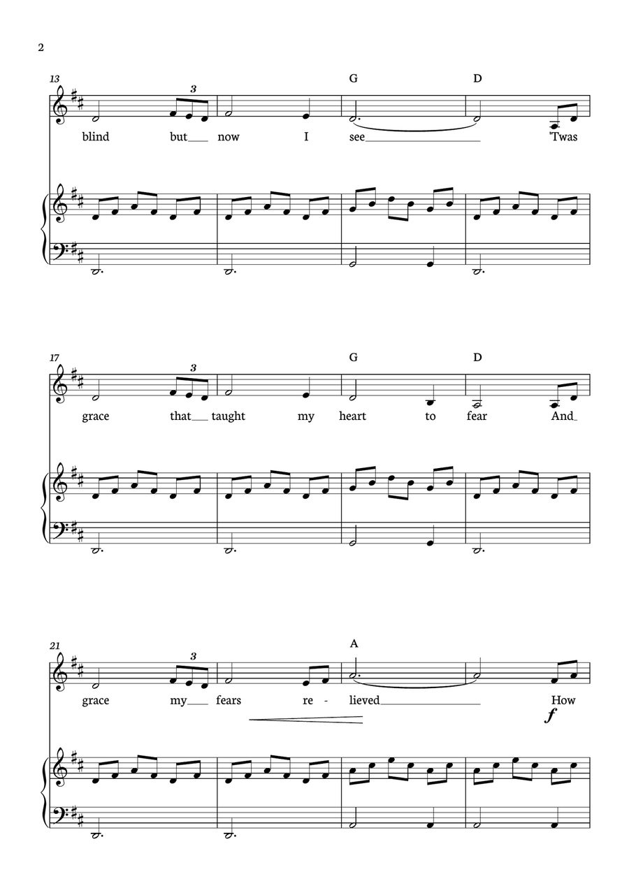 Amazing Grace Piano scores gallery preview page 2