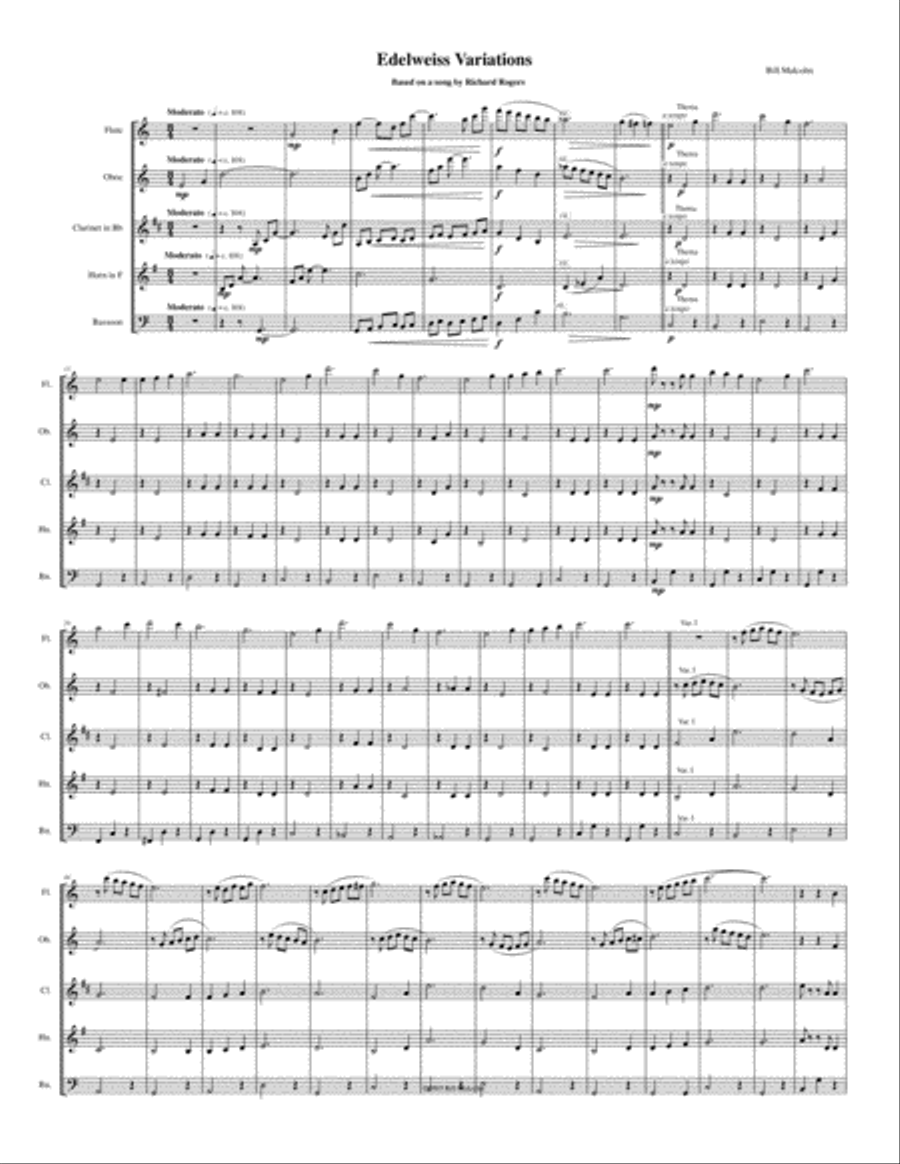 Edelweiss Edelweiss Woodwind Quintet scores gallery preview page 1