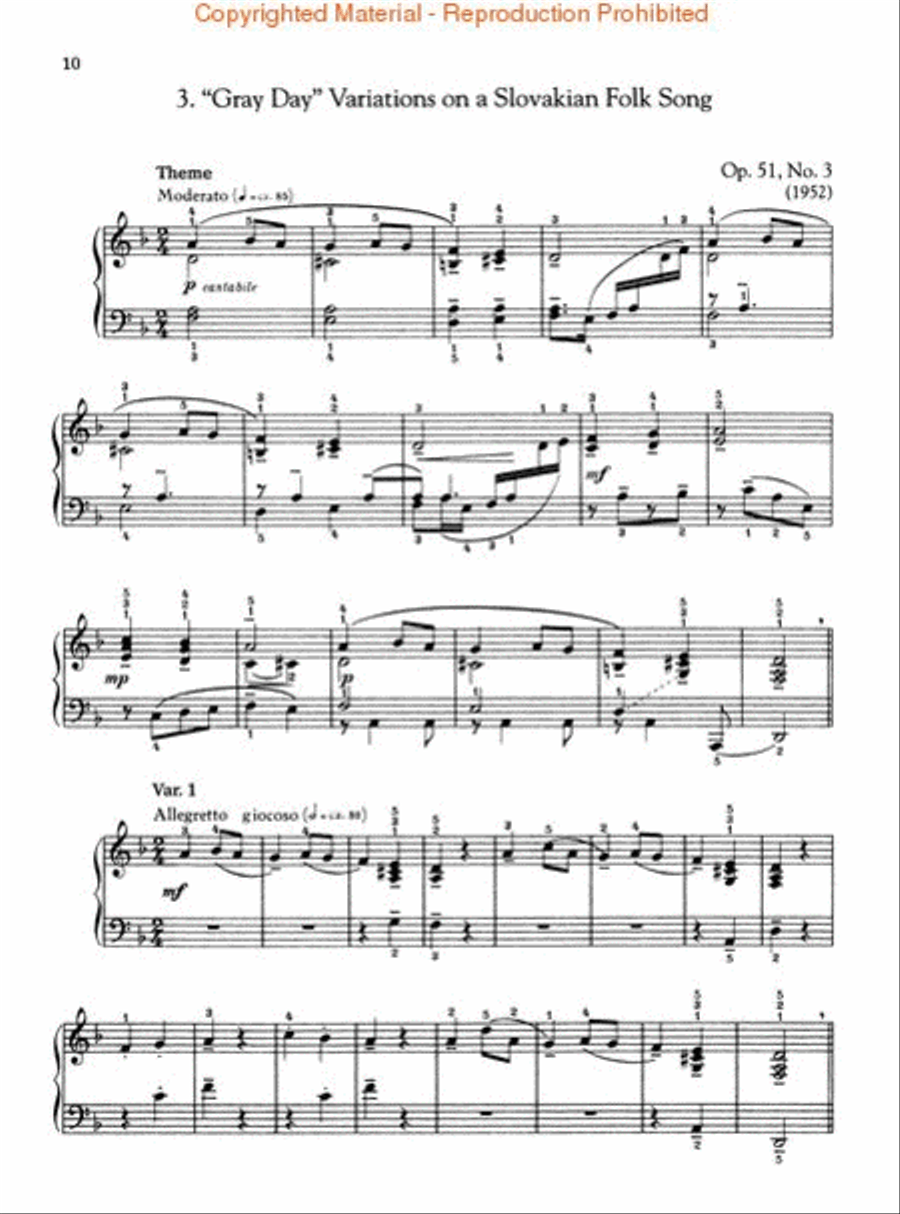 Easy Variations on Folk Themes, Op. 51 Piano Solo scores gallery preview page 3