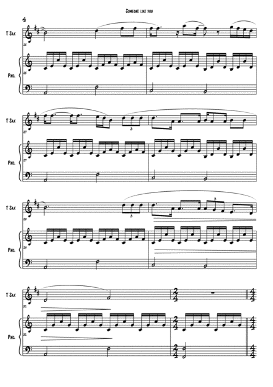 Someone Like You Tenor Saxophone scores gallery preview page 4