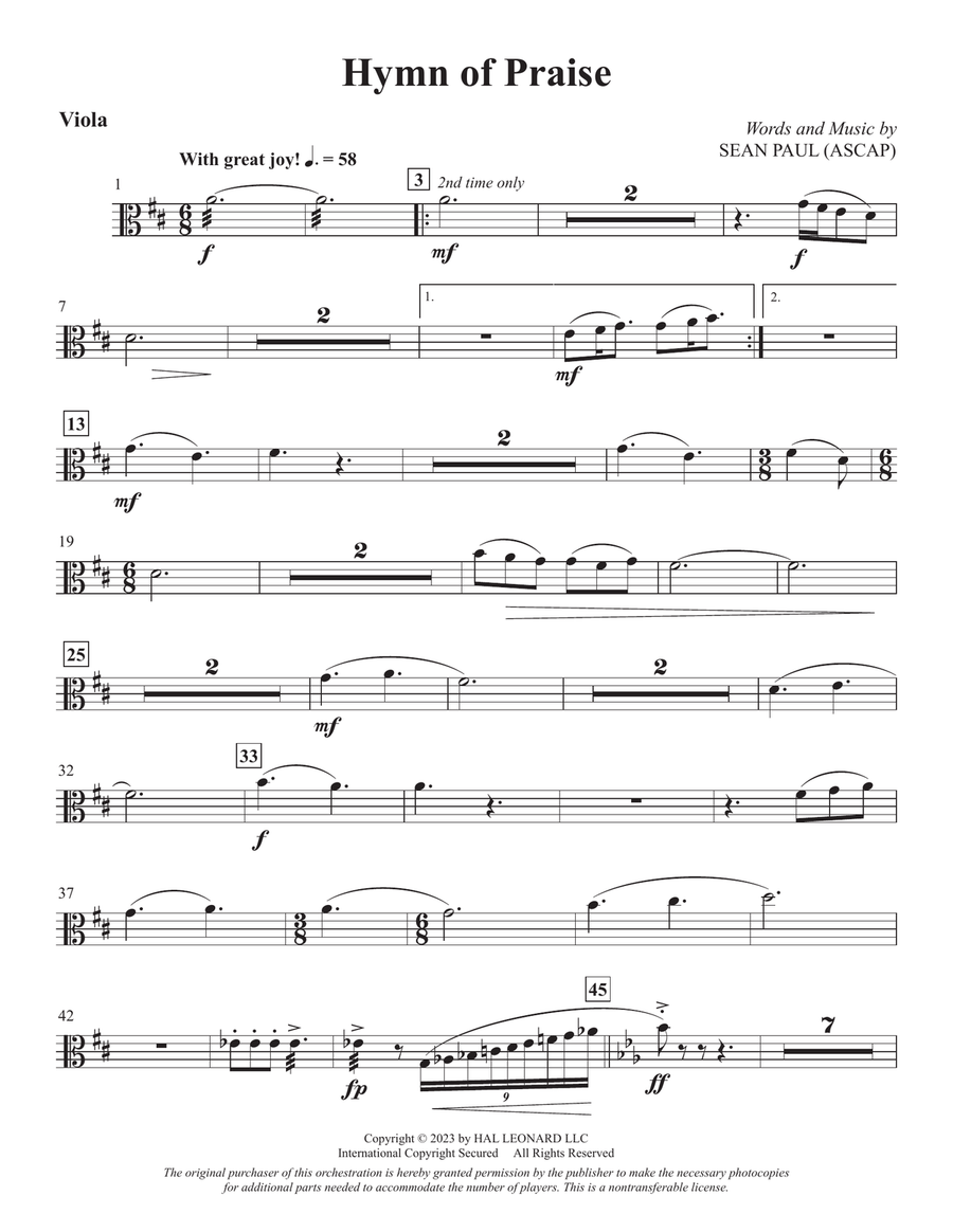 Hymn Of Praise - Viola Choir scores gallery preview page 1
