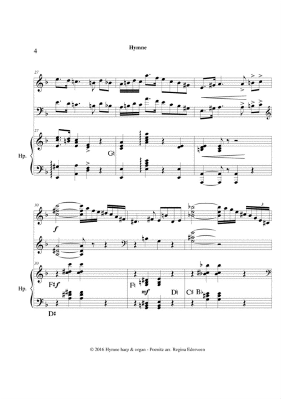 Hymne - pedal harp & organ Pedal Harp scores gallery preview page 4