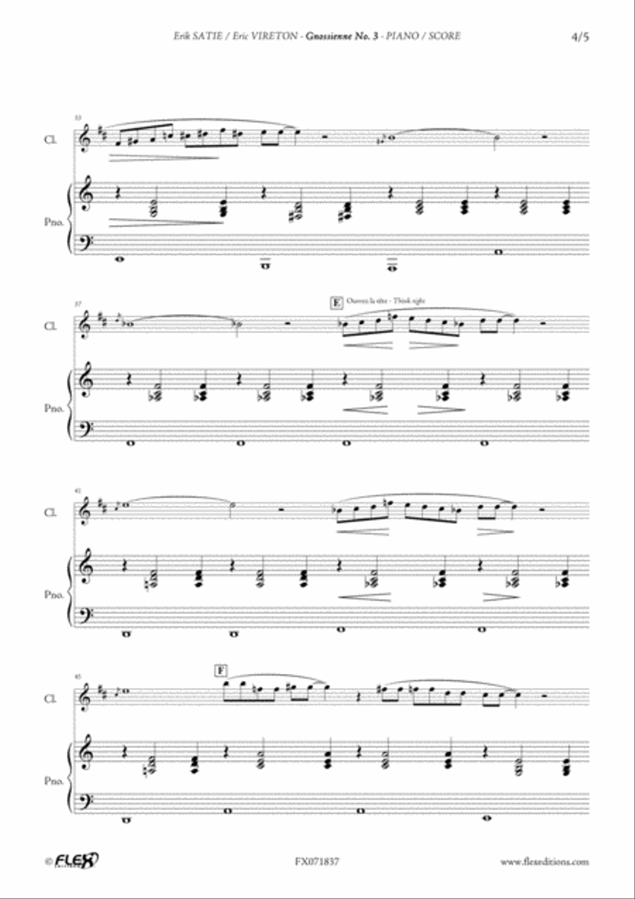 Gnossienne No. 3 B-Flat Clarinet scores gallery preview page 4