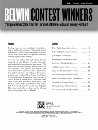 Belwin Contest Winners, Book 2: 12 Original Piano Solos from the Libraries of Belwin-Mills and Summy-Birchard