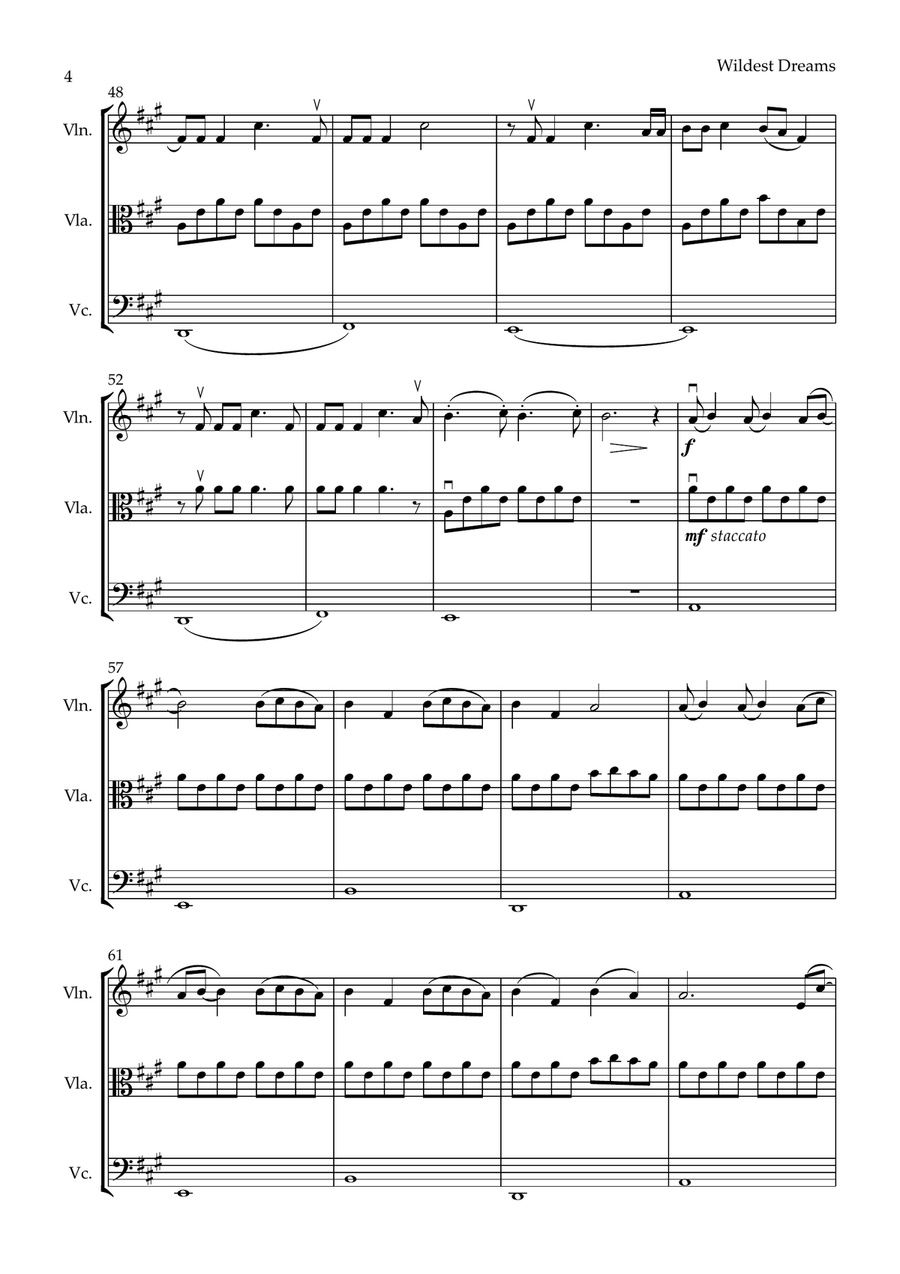 Wildest Dreams String Trio scores gallery preview page 4