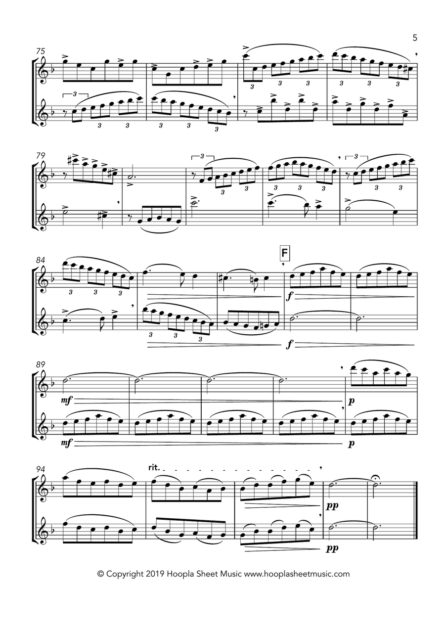 Greensleeves, fantasy for flute duet Flute Duet scores gallery preview page 4