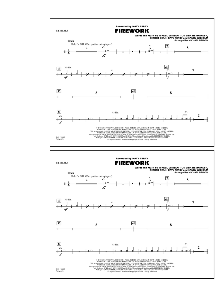 Firework - Cymbals Marching Band scores gallery preview page 1