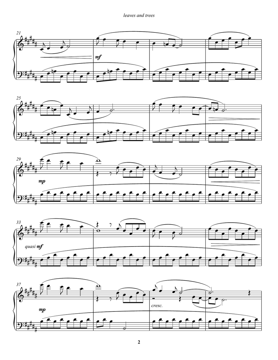 leaves and trees Piano Solo scores gallery preview page 2
