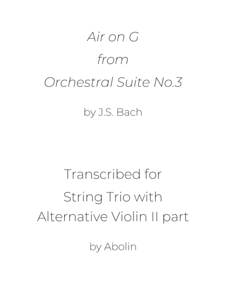 Bach: Air on a G String - String Trio, or 2 Violins and Cello image number null