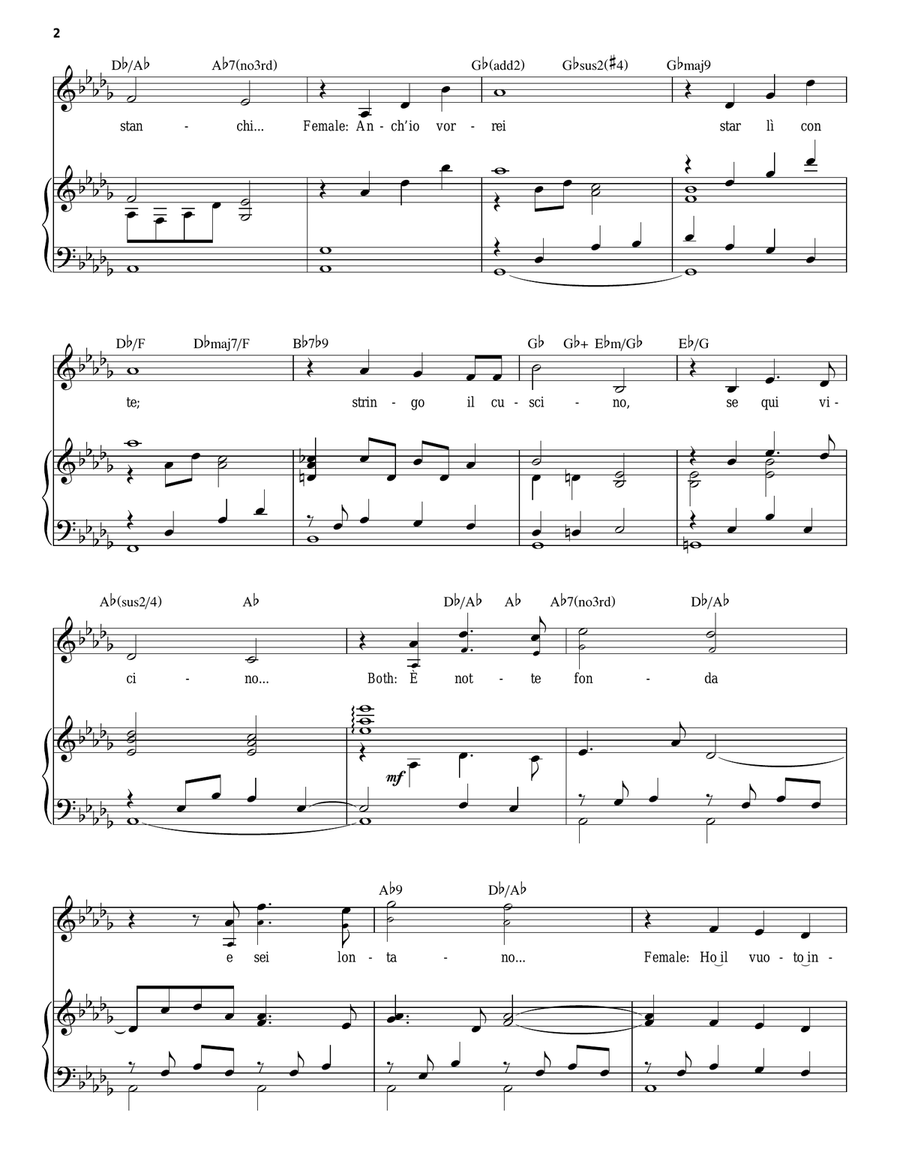 E Piu'ti Penso (The More I Think Of You) Piano, Vocal scores gallery preview page 2
