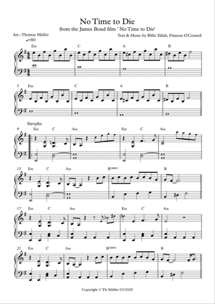 No Time To Die No Time To Die Easy Piano scores gallery preview page 1