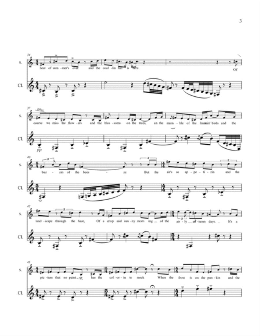 When the Frost is on the Punkin clarinet part in Bb Soprano Voice scores gallery preview page 3