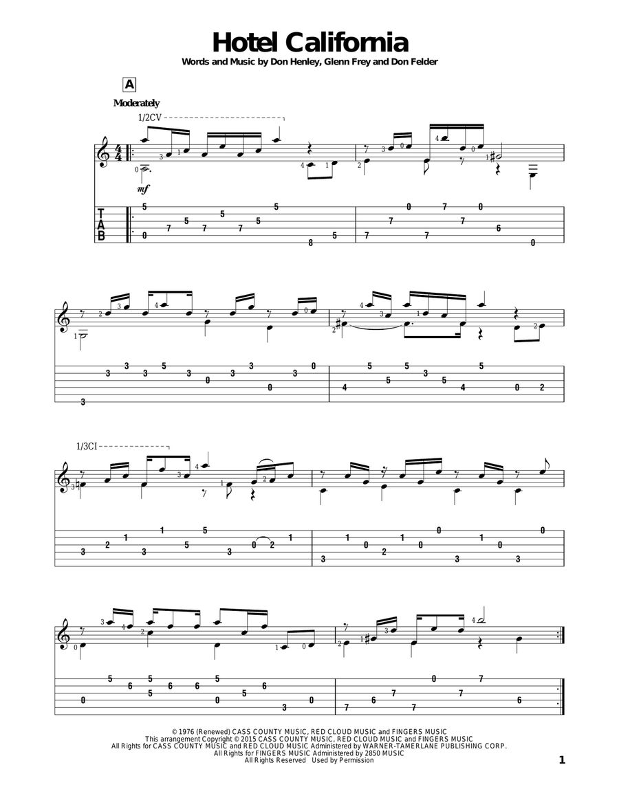 Hotel California Hotel California Acoustic Guitar scores gallery preview page 1