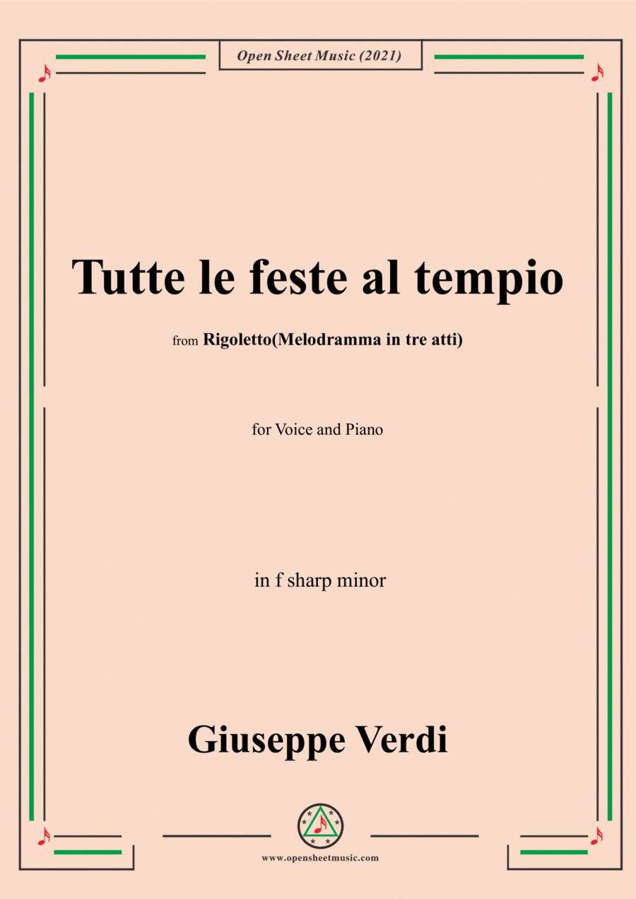 Verdi-Tutte le feste al tempio,in f sharp minor Voice scores gallery preview page 1
