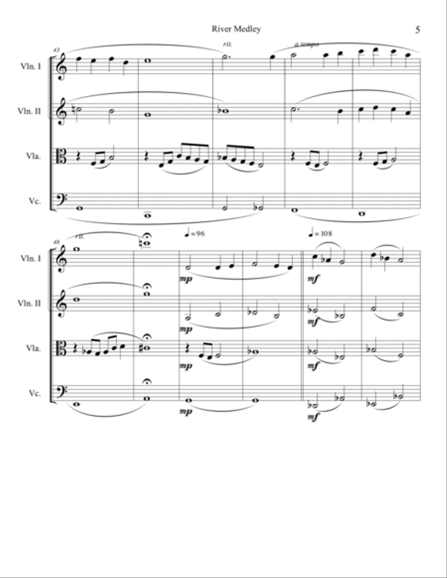 River Medley for String Quartet String Quartet scores gallery preview page 5