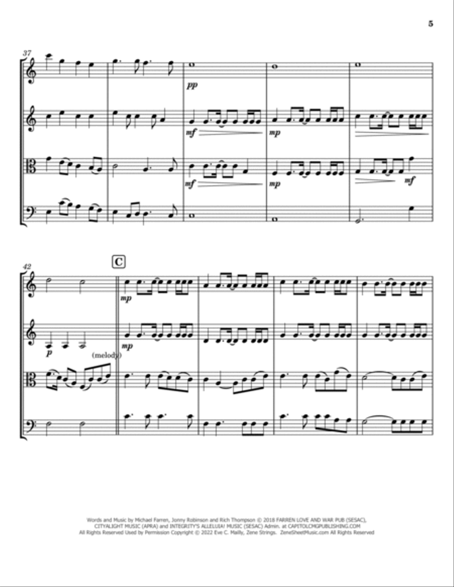 Yet Not I But Through Christ In Me String Quartet scores gallery preview page 5