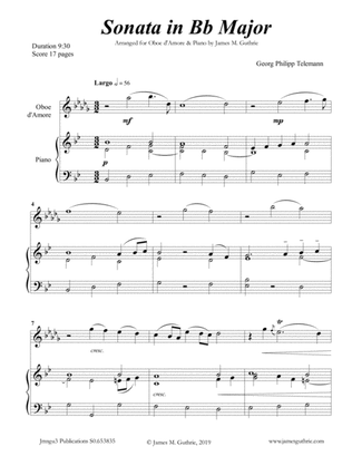 Telemann: Sonata in Bb Major for Oboe d'Amore & Piano