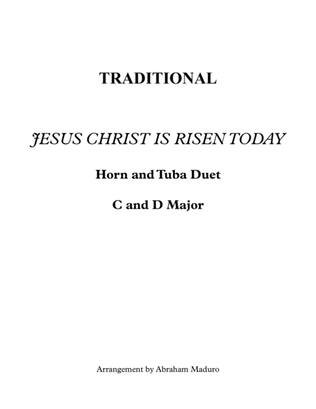 Jesus Christ Is Risen Today French Horn and Tuba Duet-Two Tonalities Included