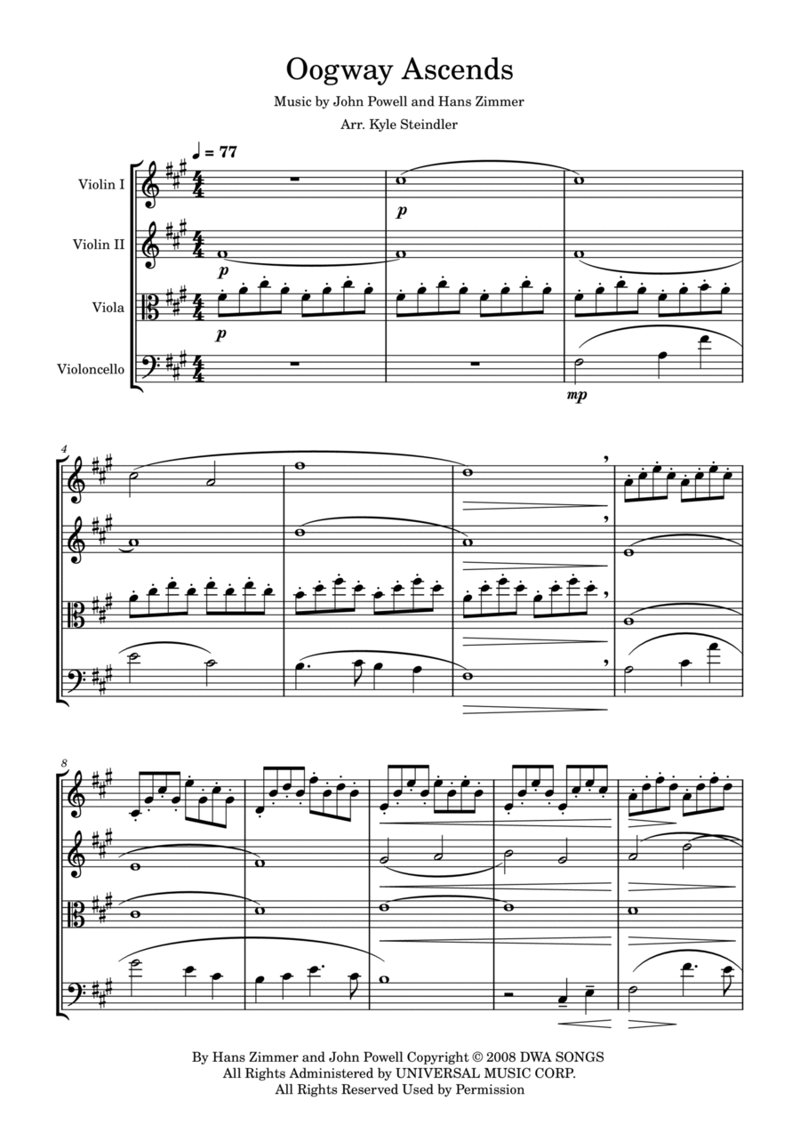 Oogway Ascends String Quartet scores gallery preview page 1
