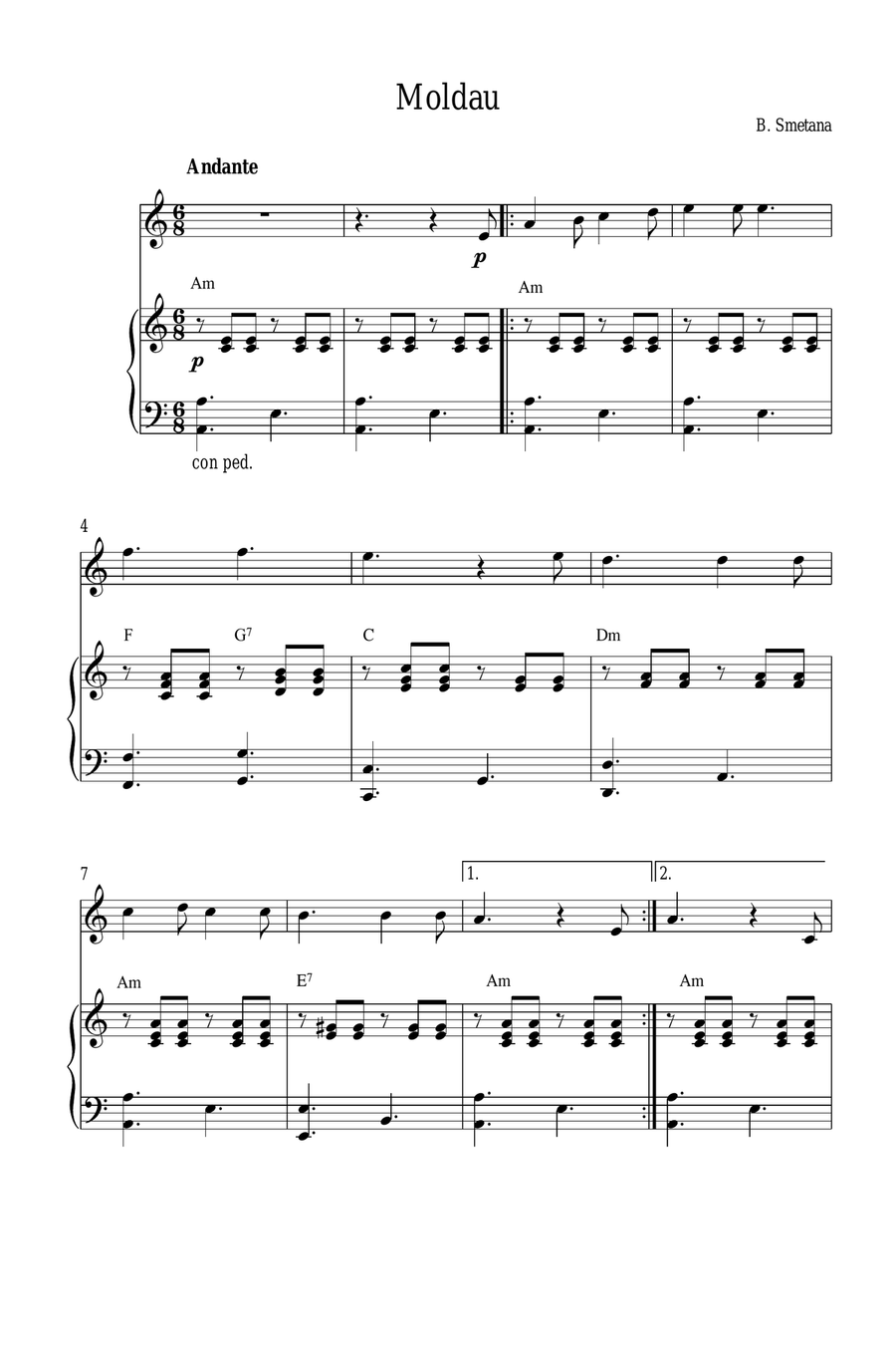 Moldau Violin Solo scores gallery preview page 1