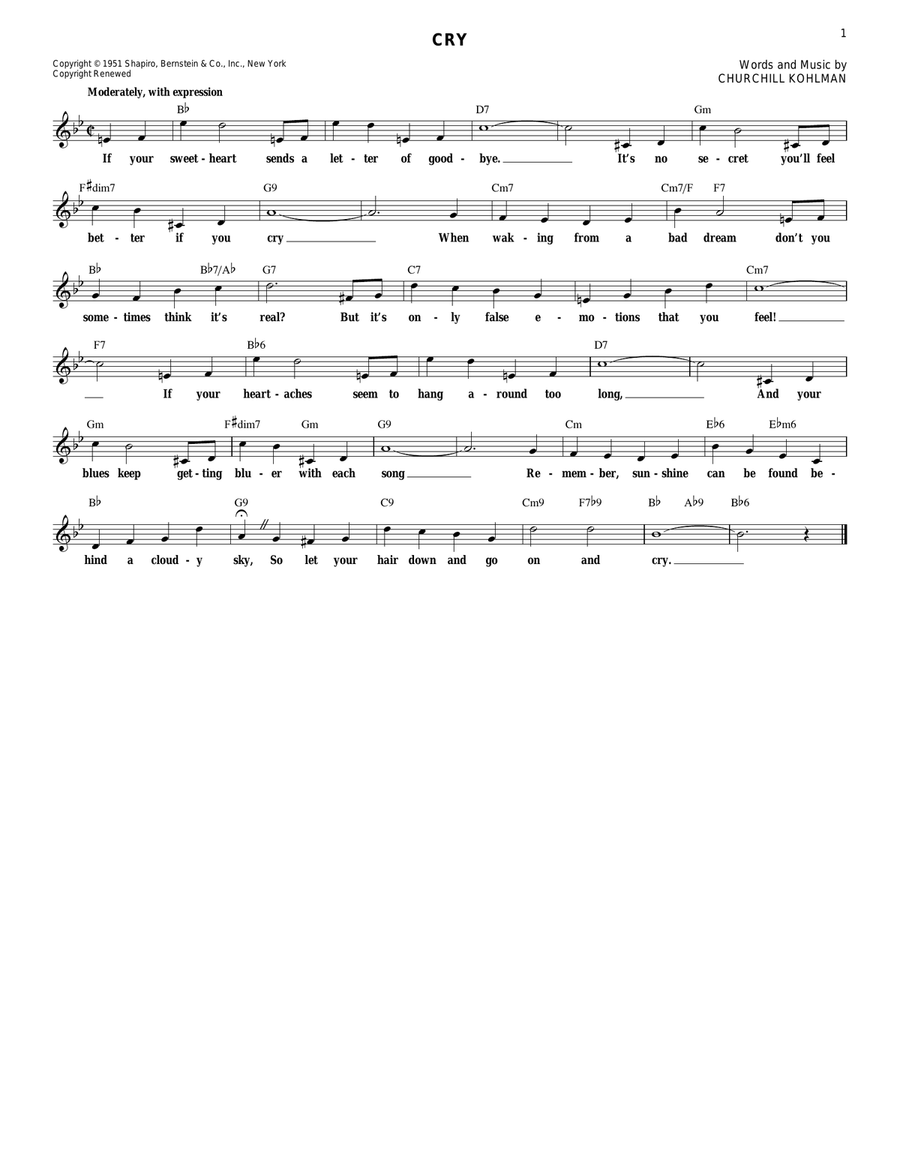 Cry Acoustic Guitar scores gallery preview page 1