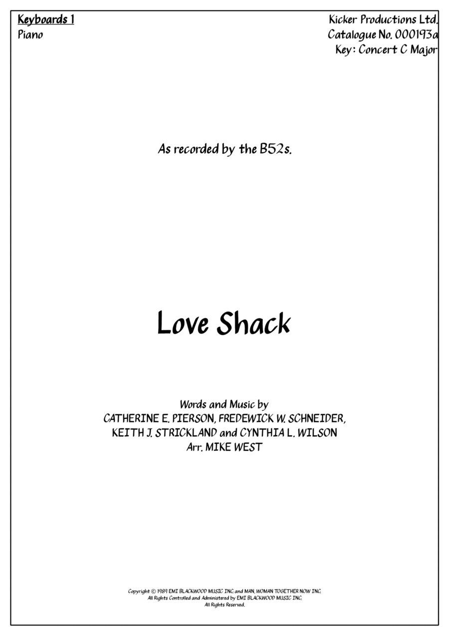 Love Shack Piano Solo scores gallery preview page 1