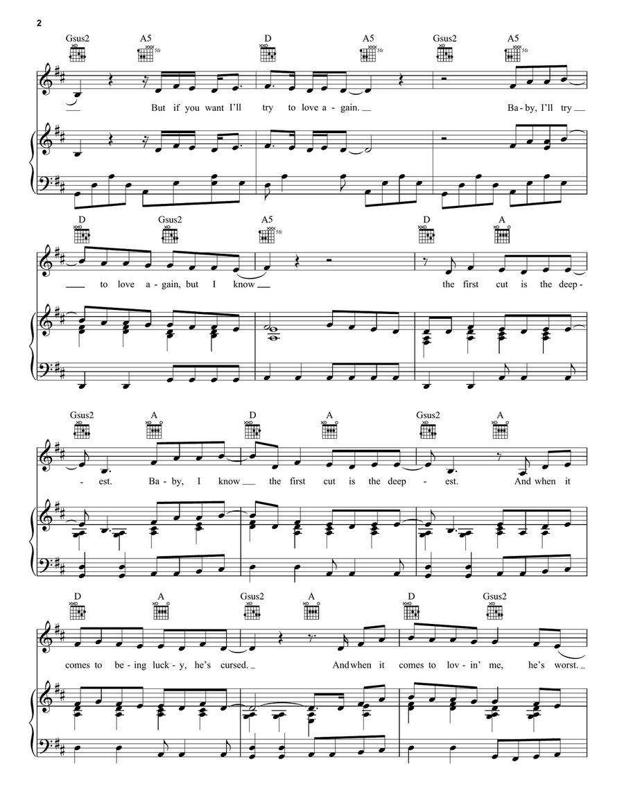 The First Cut Is The Deepest Piano, Vocal, Guitar scores gallery preview page 2