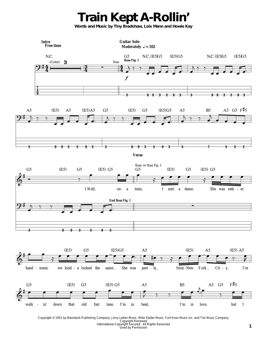 Train Kept A-Rollin' Acoustic Guitar scores gallery preview page 1