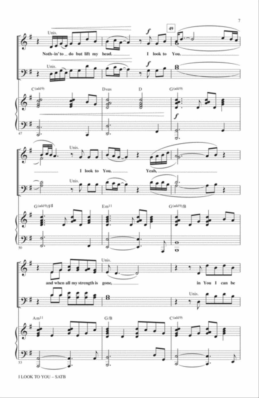 I Look To You 4-Part scores gallery preview page 6