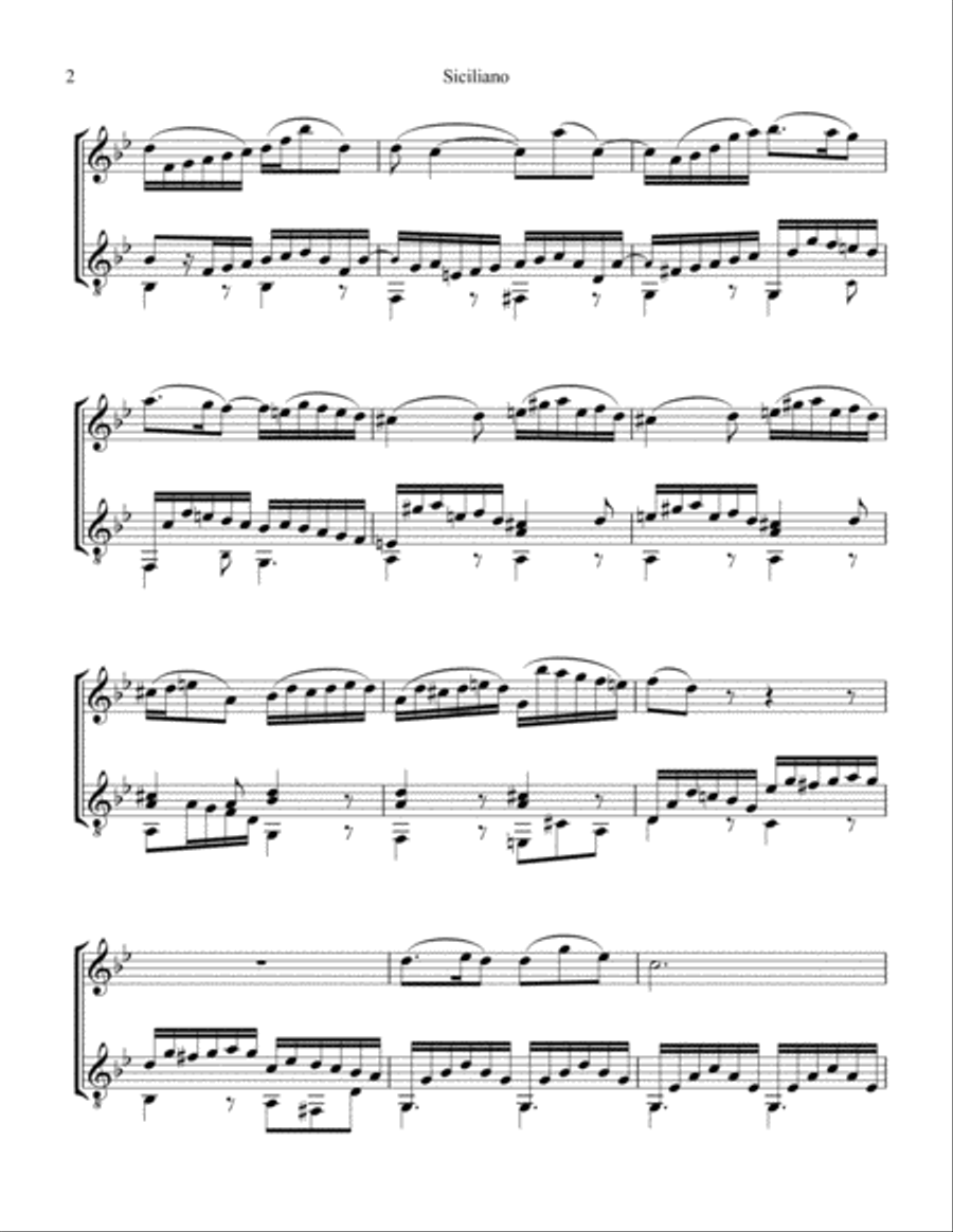 Siciliano BWV 1031 for treble recorder and guitar (G minor) Alto Recorder scores gallery preview page 2