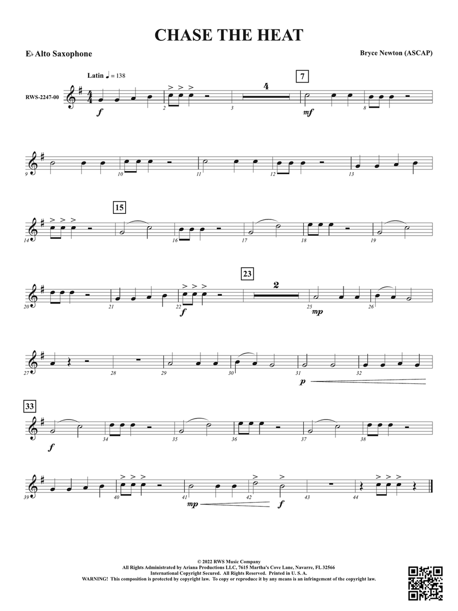 Chase the Heat: 1st E-flat Alto Saxophone Alto Saxophone scores gallery preview page 1