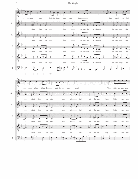 The Weight by The Band Divisi - Digital Sheet Music
