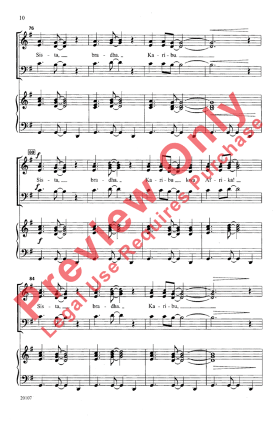 Jambo, Karibu Kwa Afrika Jambo, Karibu Kwa Afrika 3-Part scores gallery preview page 10