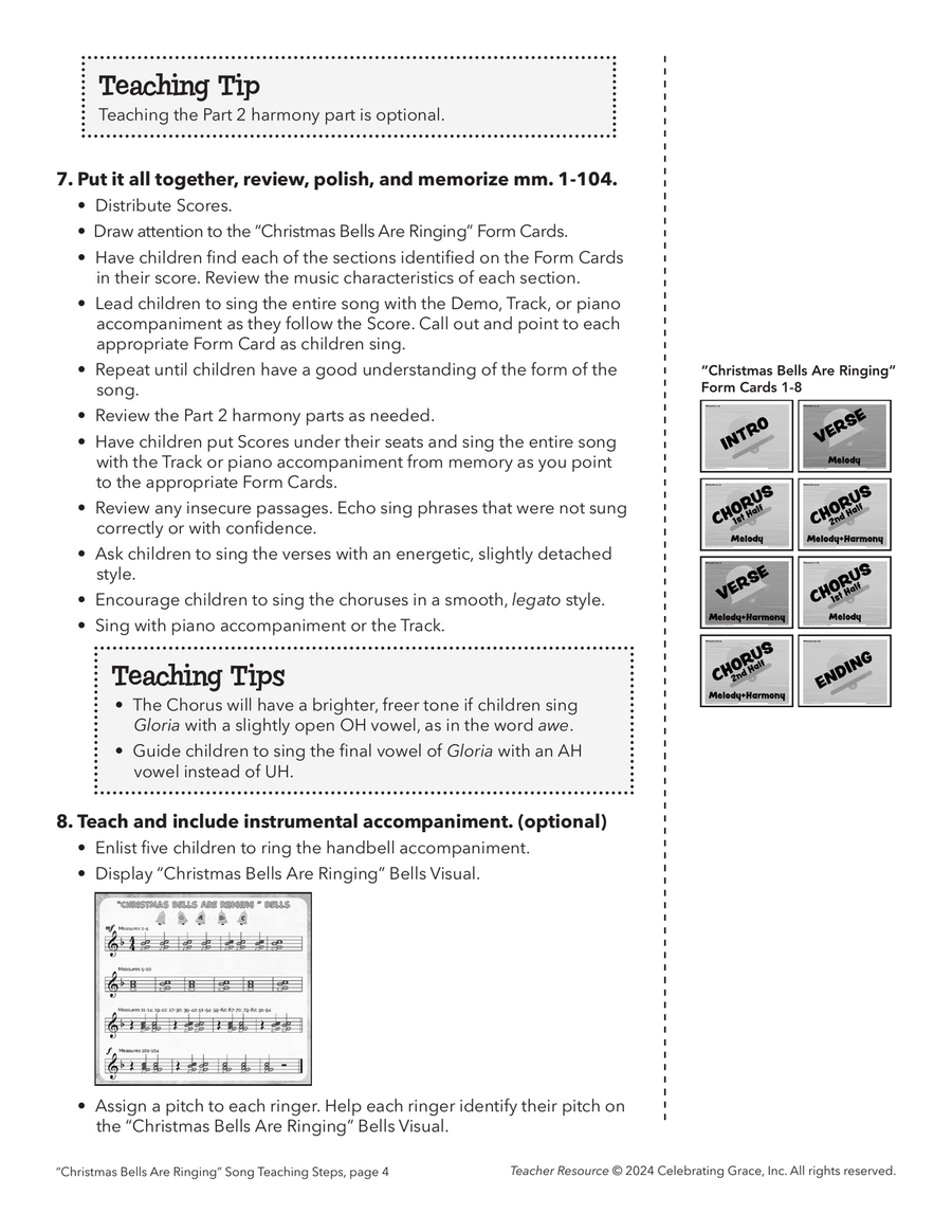 Christmas Bells Are Ringing Teacher Resource Unison Choir scores gallery preview page 4