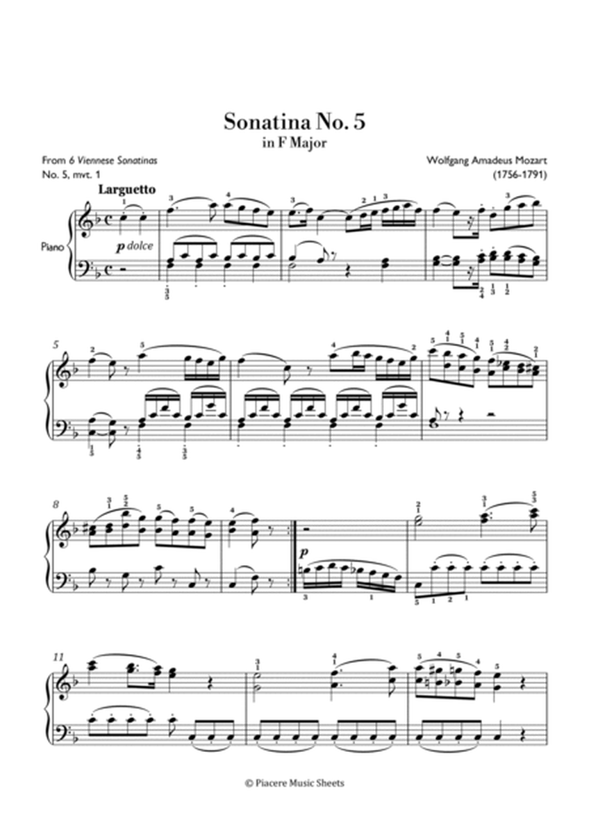 Mozart - Larghetto from Sonatina No. 5 in F Major - Intermediate image number null