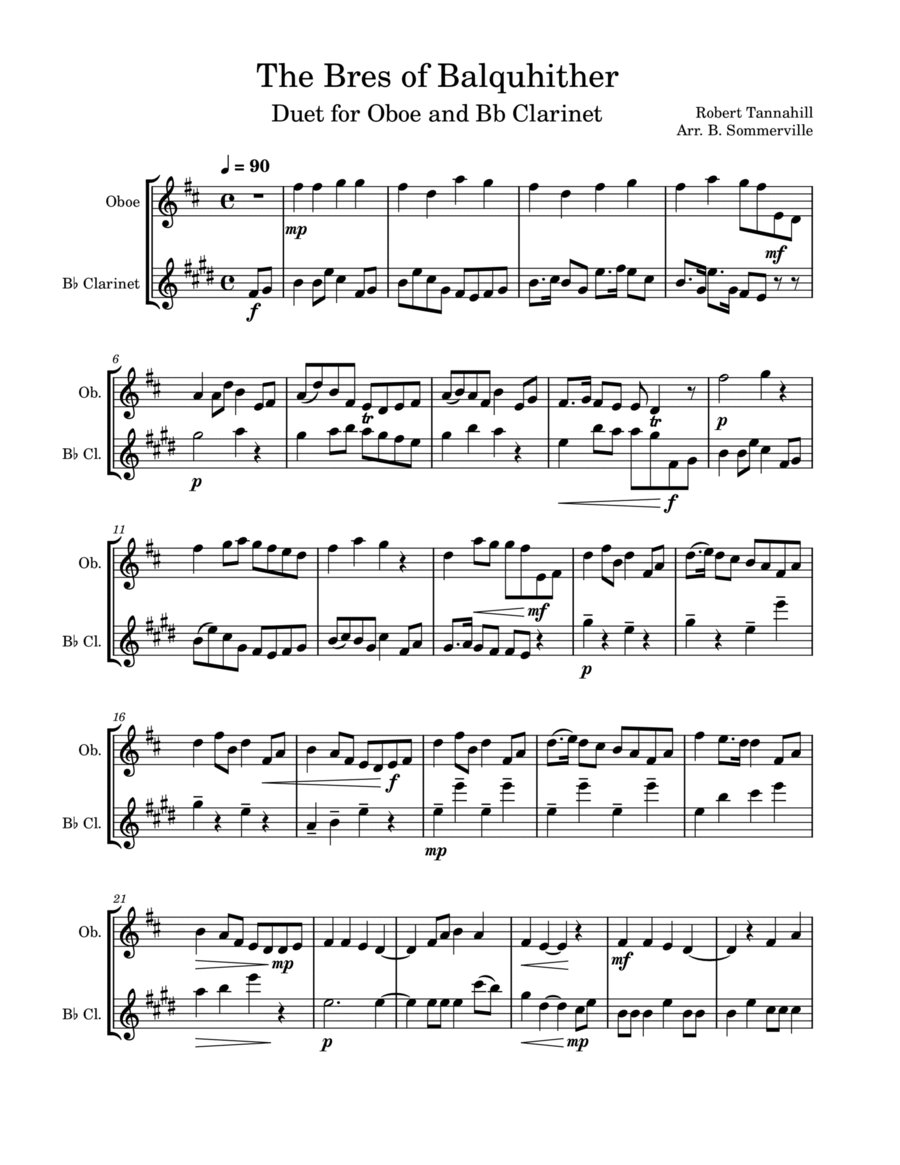 The Braes of Balquhither for Oboe and Bb Clarinet Woodwind Duet scores gallery preview page 1